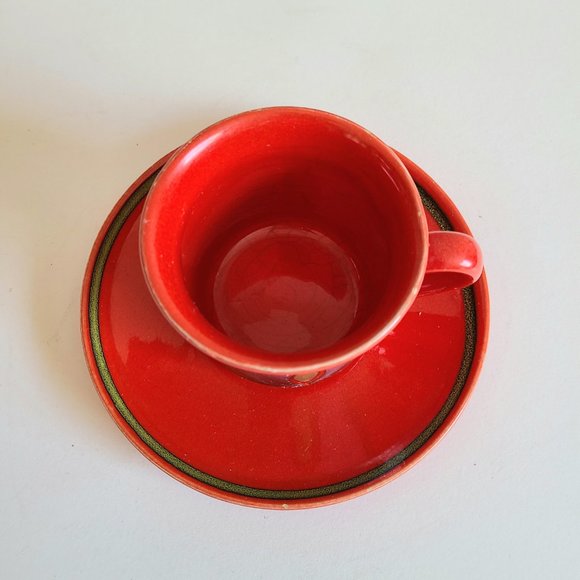 Hand painted vibrant colors tea coffee cup with saucer. - Picture 4 of 9